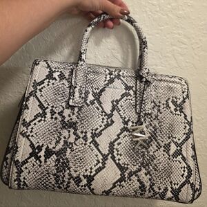 Michael Kors Black and White Snake Print Satchel